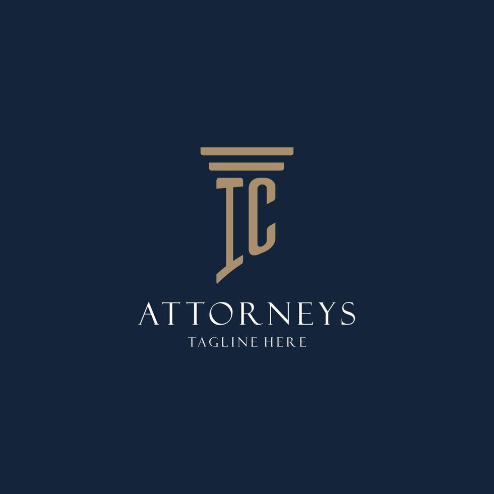 logotipo de monograma inicial ic para escritório de advocacia, advogado, advogado com estilo de pilar vetor