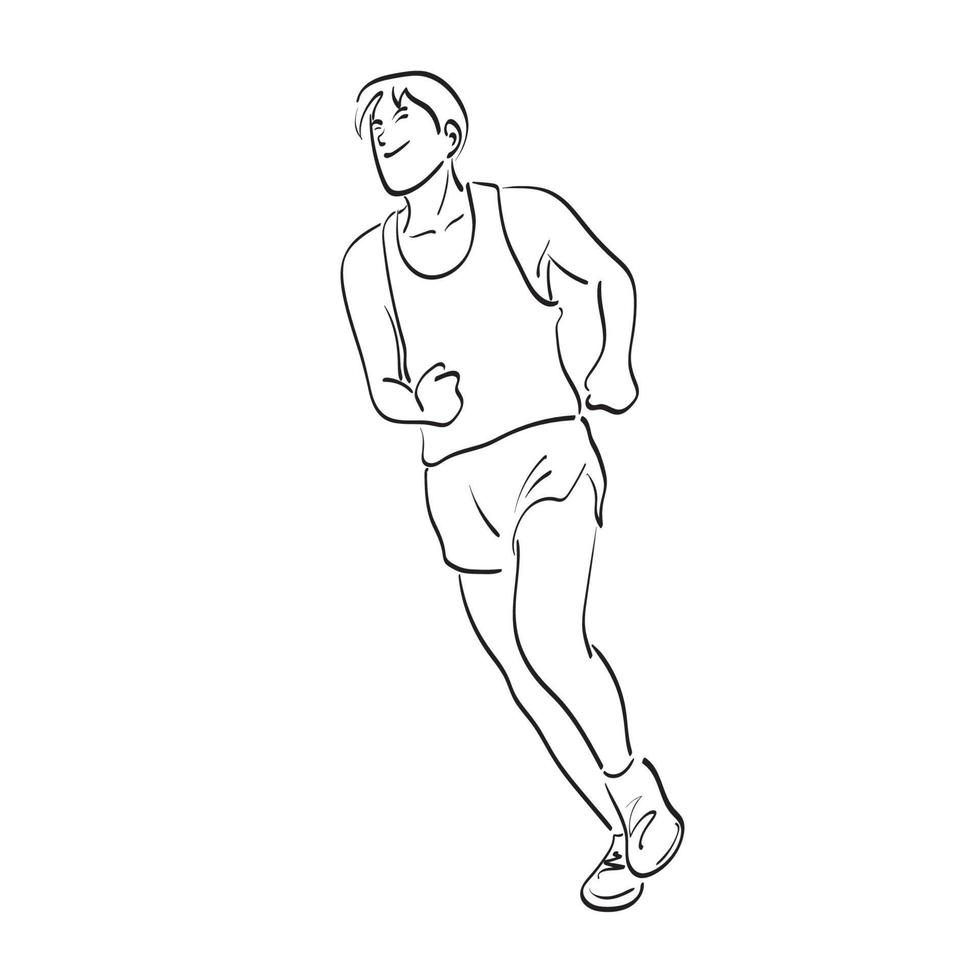 homem de arte de linha correndo ilustração vetorial desenhado à mão isolado no fundo branco vetor