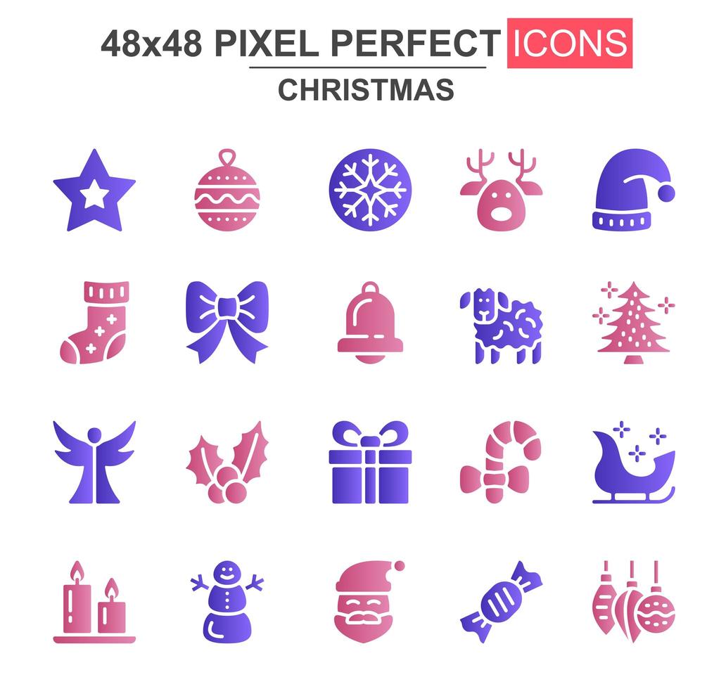 conjunto de ícones de glifo de feliz natal vetor