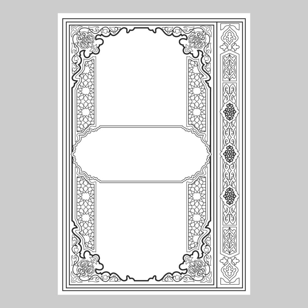 design de artes de linha de capa de livro islâmico vetor