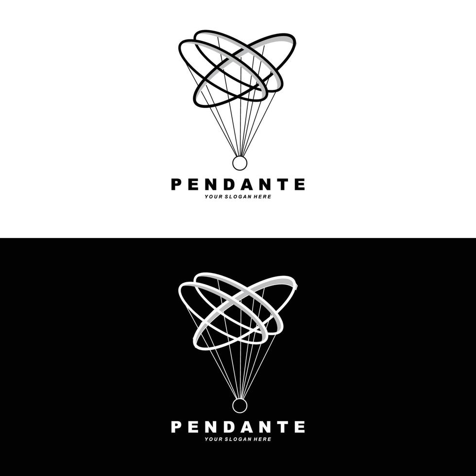 logotipo de lâmpada pendurada de decoração para casa, vetor de design de móveis para casa