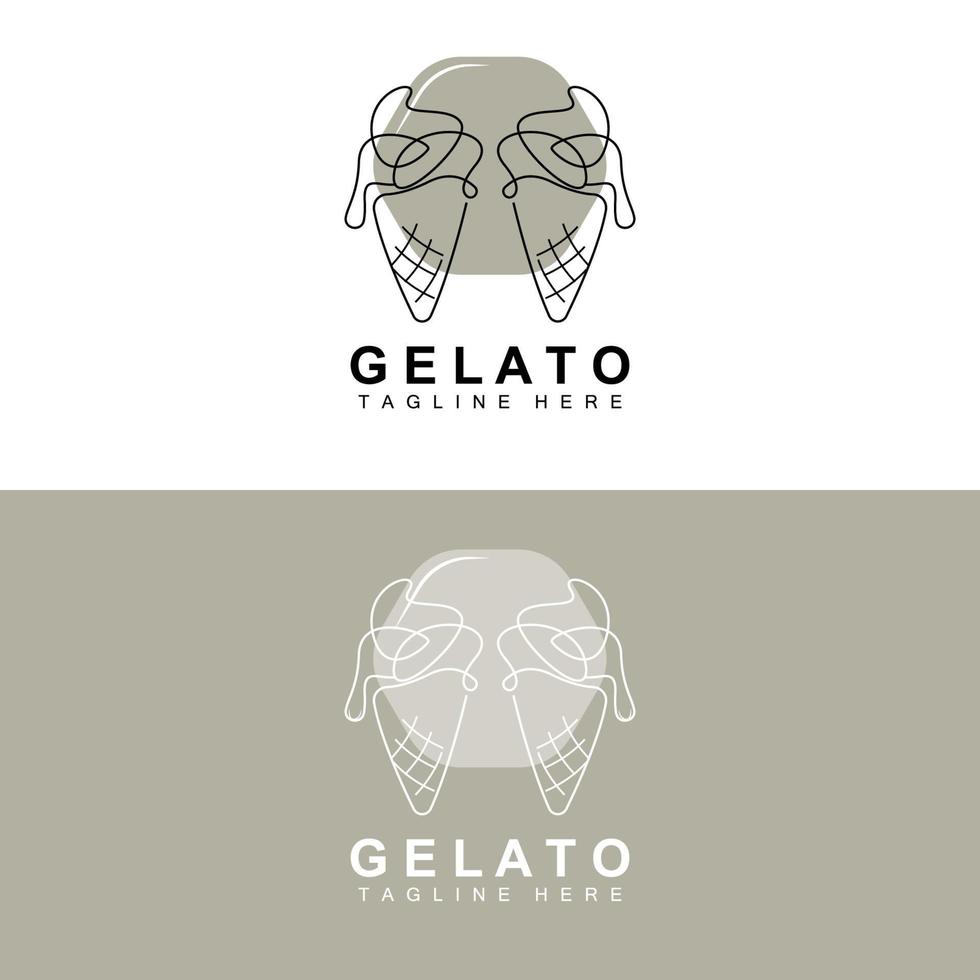 design de logotipo de sorvete gelato, comida doce e fria, produtos da empresa de marca vetorial vetor