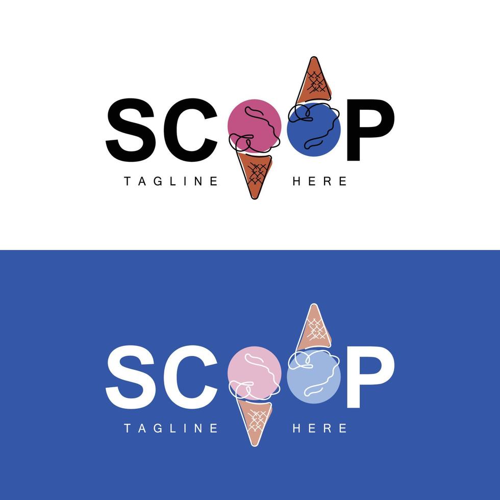 design de logotipo de sorvete gelato, comida doce e fria, produtos da empresa de marca vetorial vetor