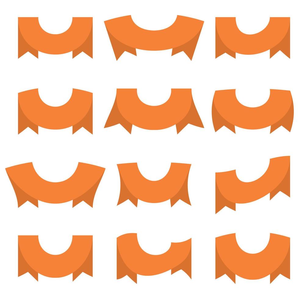 conjunto de doze fitas laranja e banners para web design. grande elemento de design isolado no fundo branco. ilustração vetorial. vetor