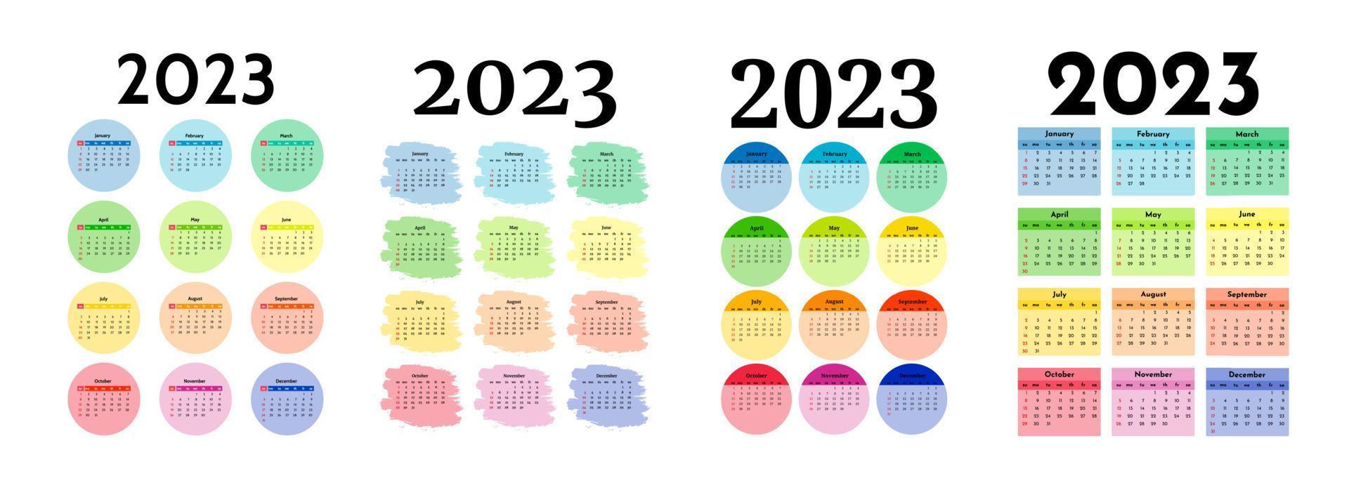 calendário para 2023 isolado em um fundo branco vetor