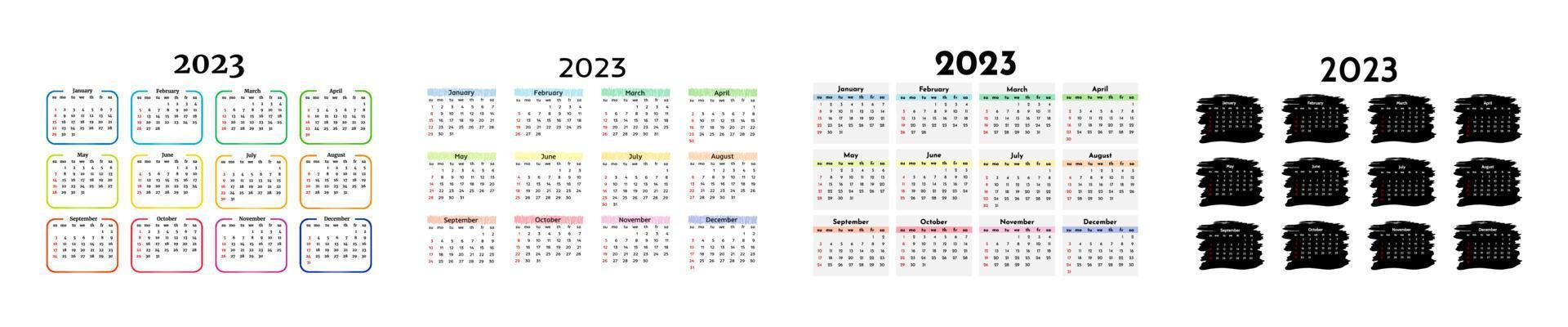 calendário para 2023 isolado em um fundo branco vetor