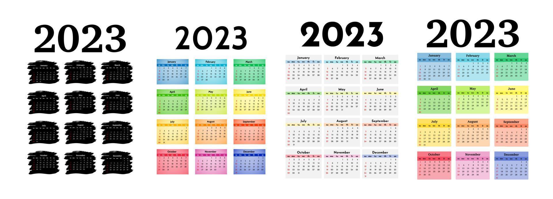 calendário para 2023 isolado em um fundo branco vetor