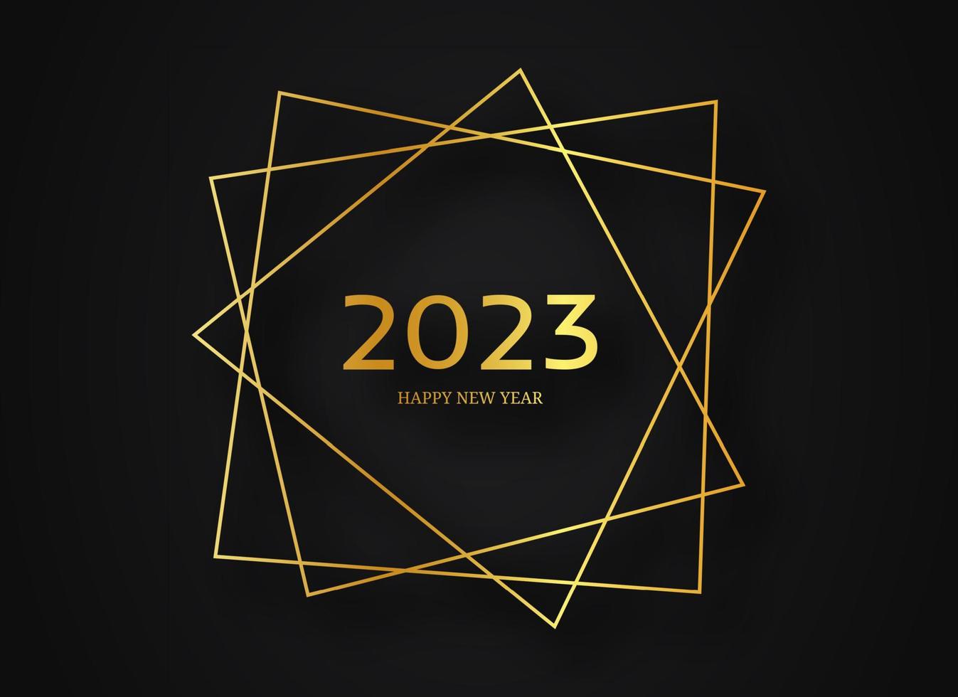 2023 feliz ano novo ouro fundo poligonal geométrico. moldura poligonal geométrica dourada com efeitos brilhantes para cartão de saudação de feriado de natal, folhetos ou cartazes. ilustração vetorial vetor