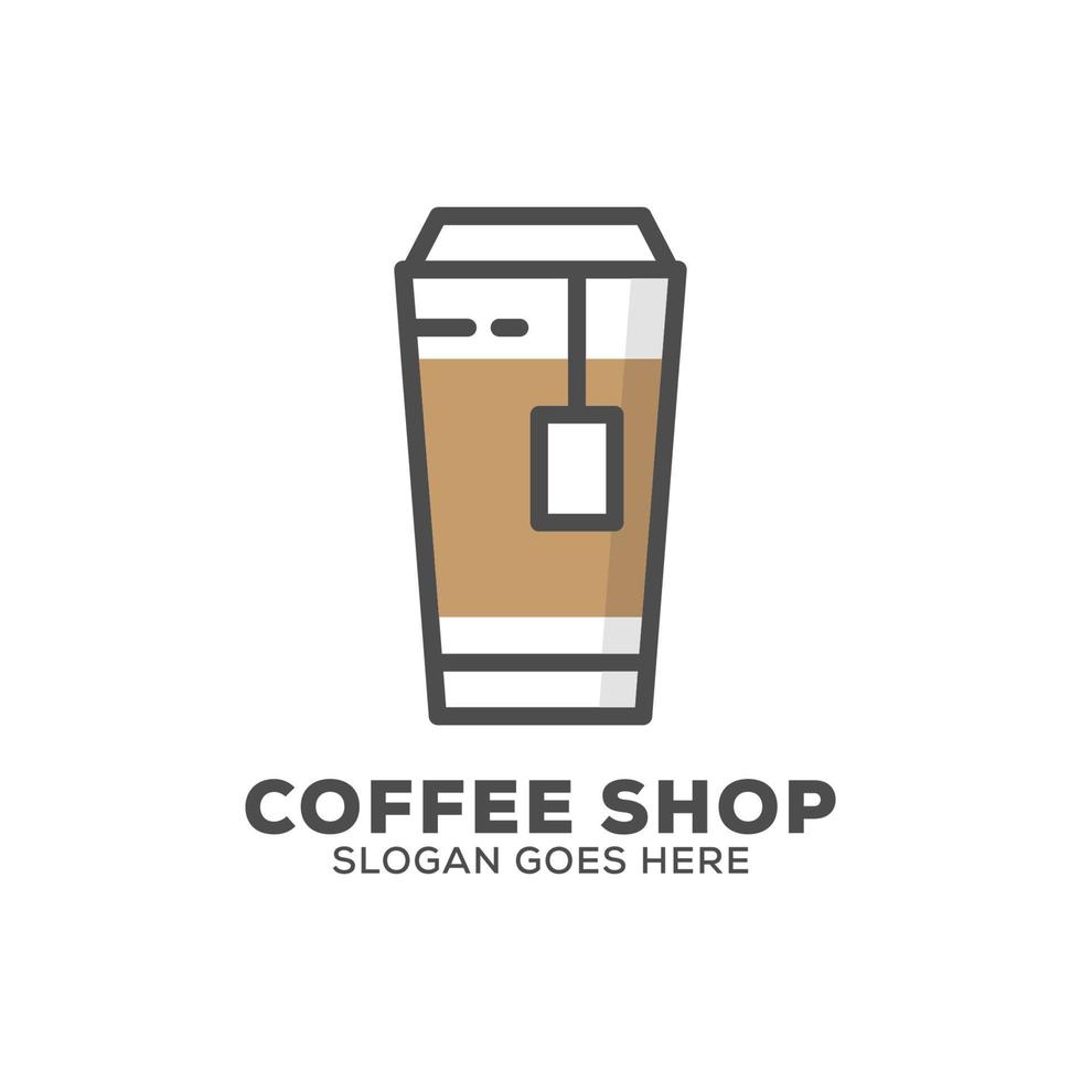 xícara de papel café e chá inspiração de logotipo de design plano, pode usar modelo de logotipo de café ou café e bar vetor