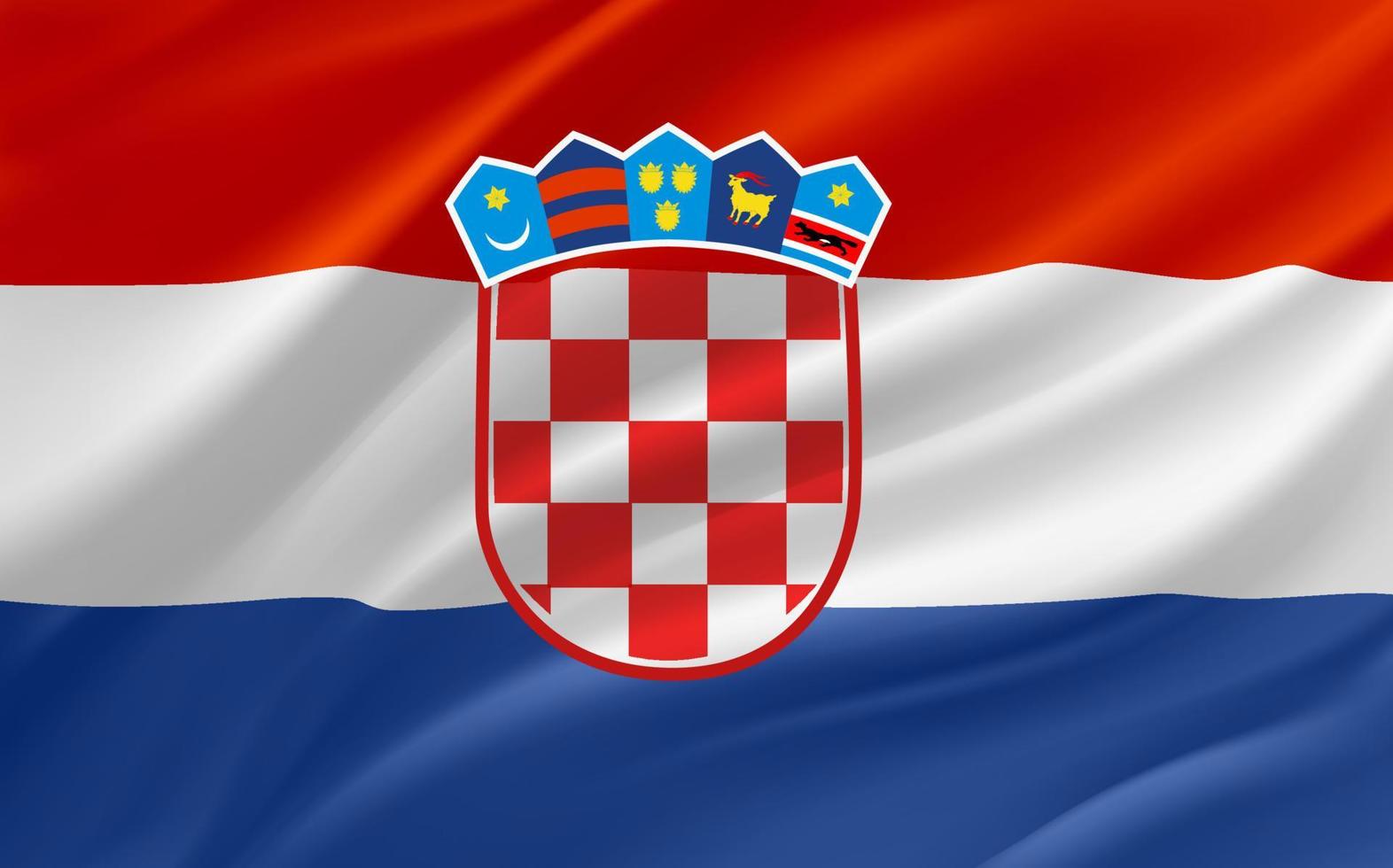 acenando a bandeira da croácia. bandeira do vetor 3d