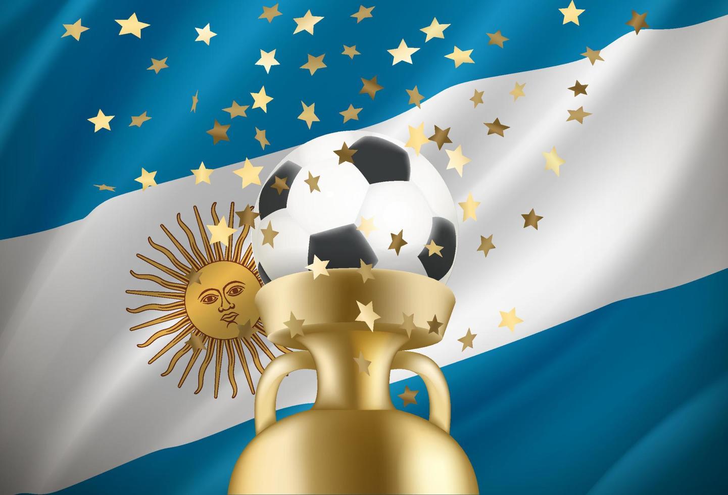 argentina é a vencedora do jogo. bola de futebol com prêmio de ouro e bandeira nacional. ilustração vetorial 3d vetor