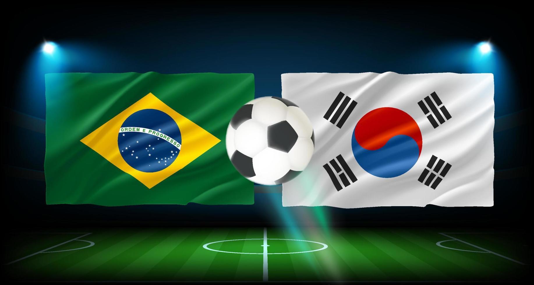 jogo entre as seleções do brasil e da coreia. conceito de vetor 3d