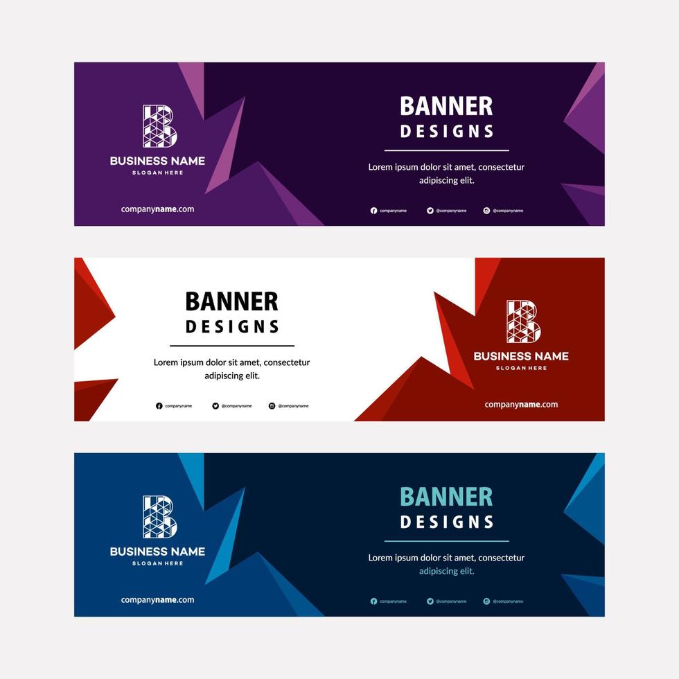 modelo de banners da web de designs planos com elementos diagonais para uma foto. design universal para empresas de publicidade vetor