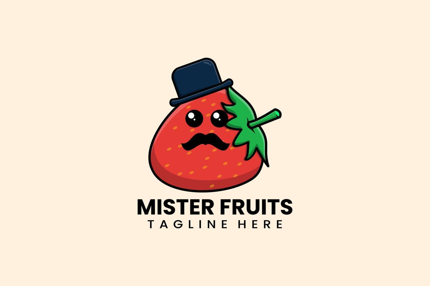 modelo plano moderno logotipo de frutas de morango senhor vetor