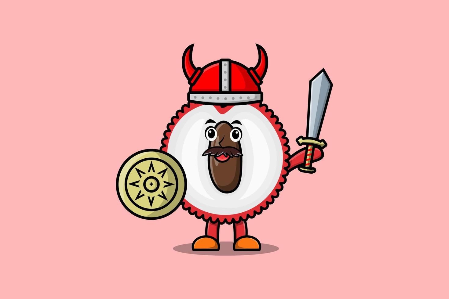 personagem de desenho animado fofo lichia viking pirata vetor