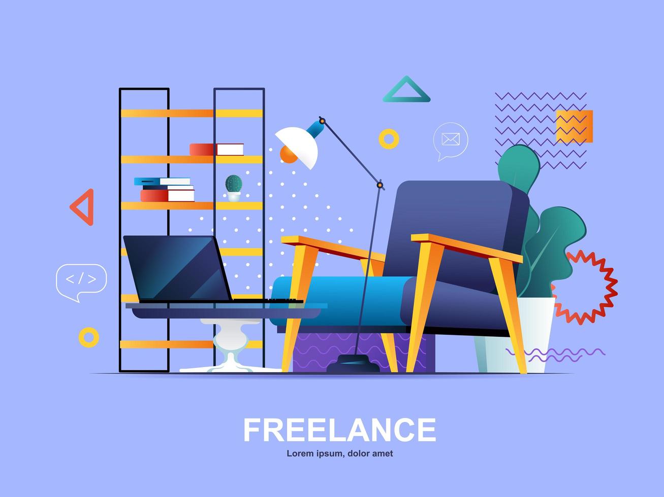 conceito flat freelance com gradientes vetor