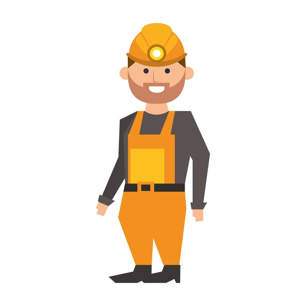 trabalhador mineiro com capacete e macacão vetor