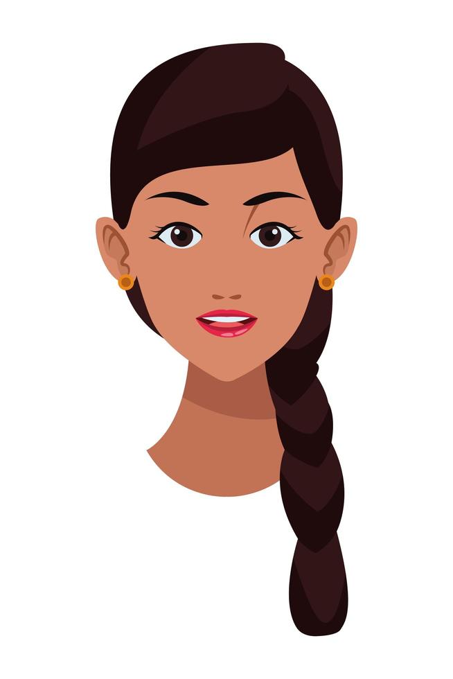 avatar rosto de mulher indiana vetor