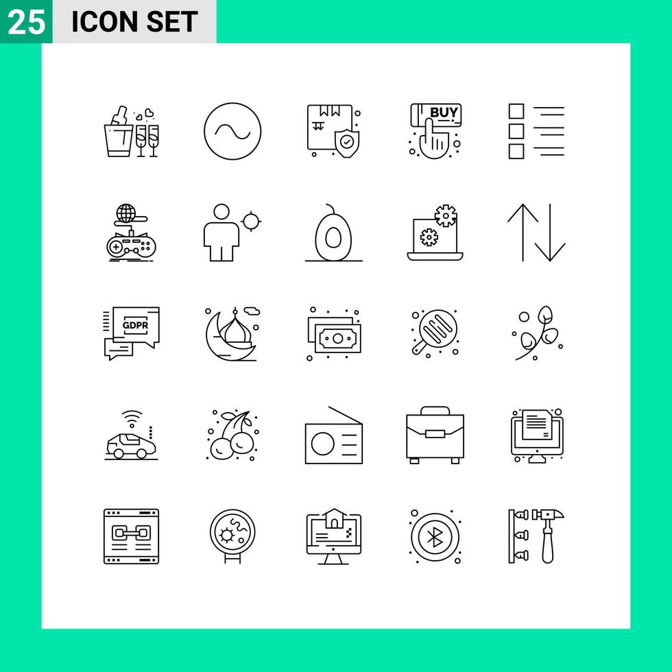 pacote de 25 linhas criativas de mão de compras de lista de verificação comprar elementos de design de vetores editáveis