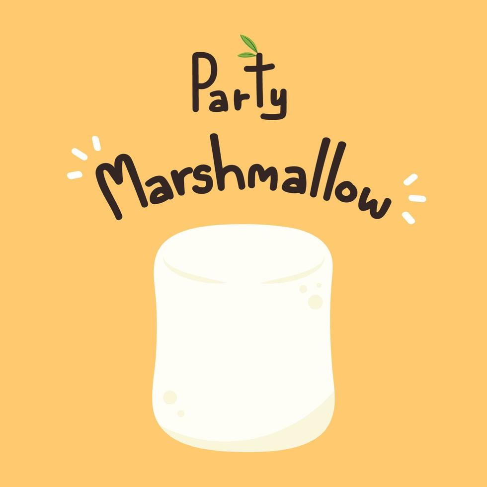 vetor de desenhos animados de marshmallow. marshmallow em fundo amarelo. ícone de marshmallow.