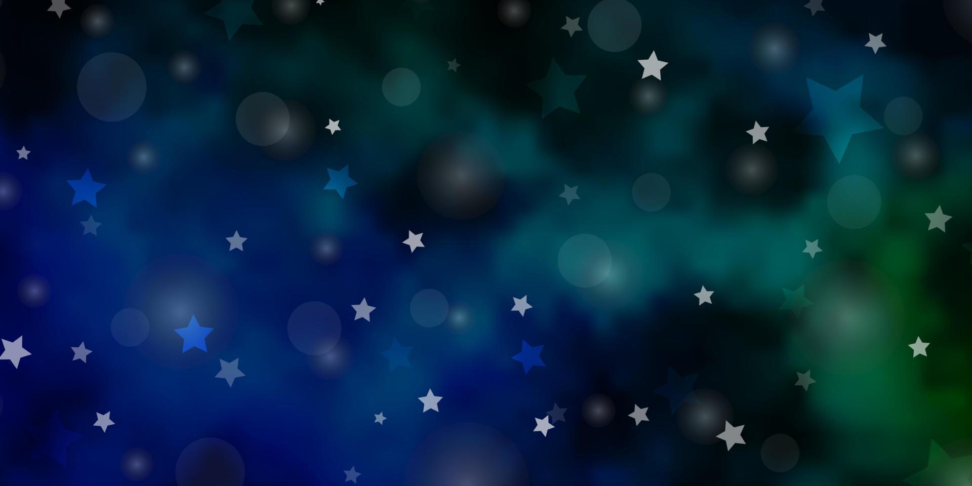 fundo vector azul escuro, verde com círculos, estrelas.