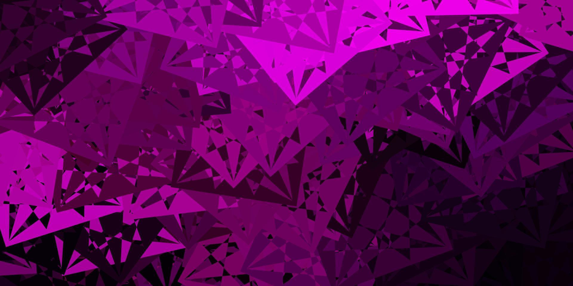 textura vector rosa escuro com triângulos aleatórios.