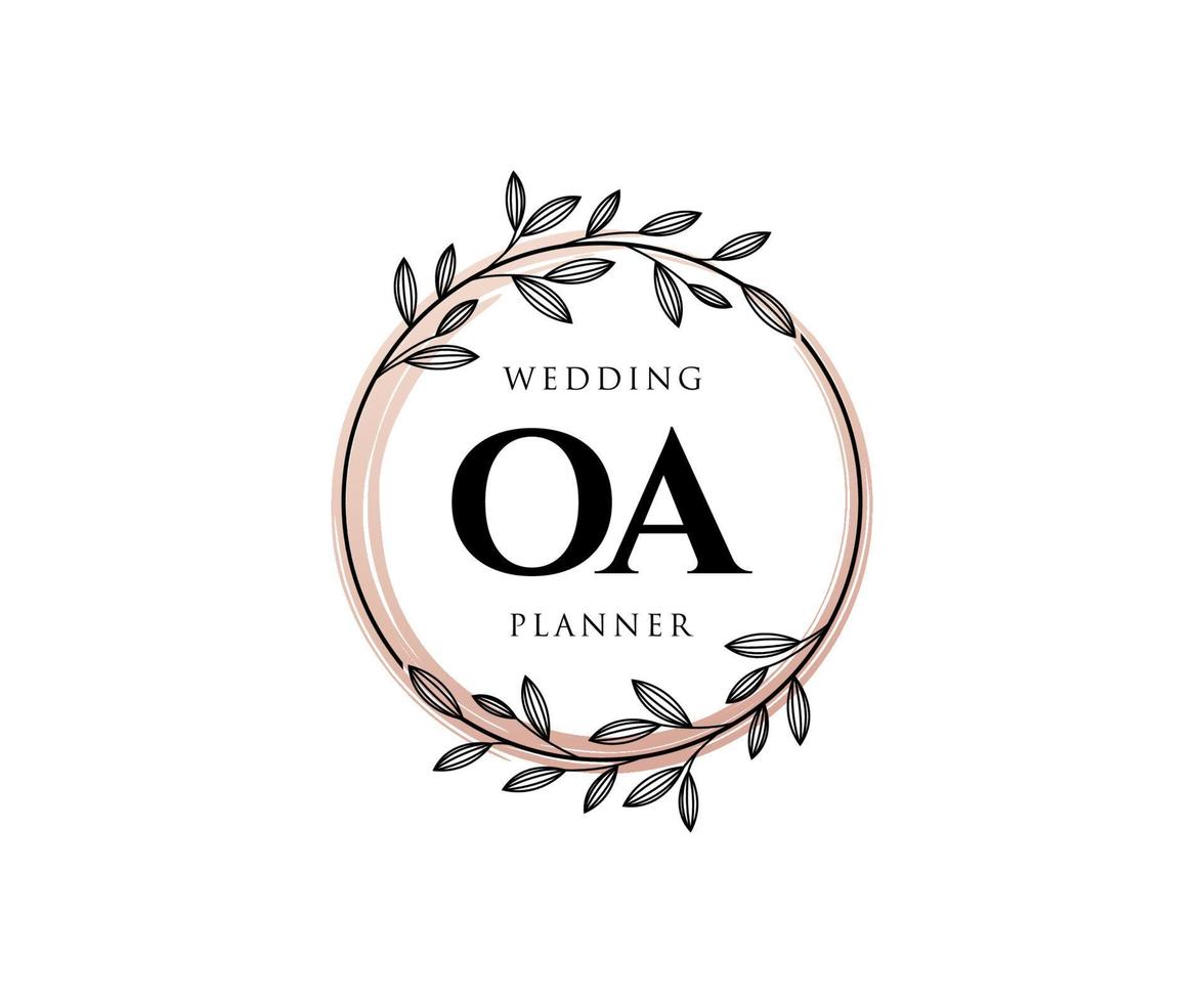 oa coleção de logotipos de monograma de casamento de letras iniciais, modelos modernos minimalistas e florais desenhados à mão para cartões de convite, salve a data, identidade elegante para restaurante, boutique, café em vetor