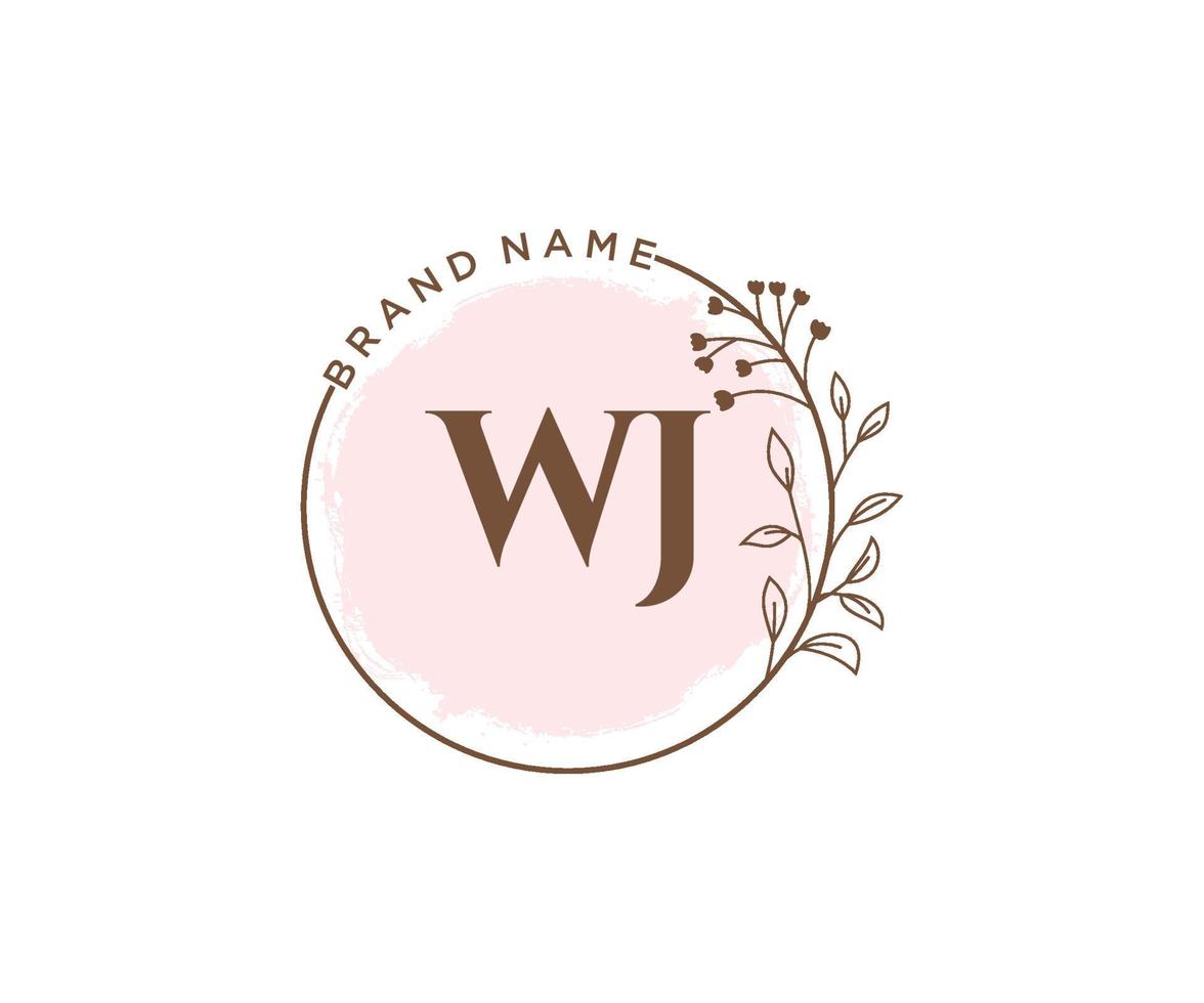 logotipo feminino wj inicial. utilizável para logotipos de natureza, salão, spa, cosméticos e beleza. elemento de modelo de design de logotipo de vetor plana.