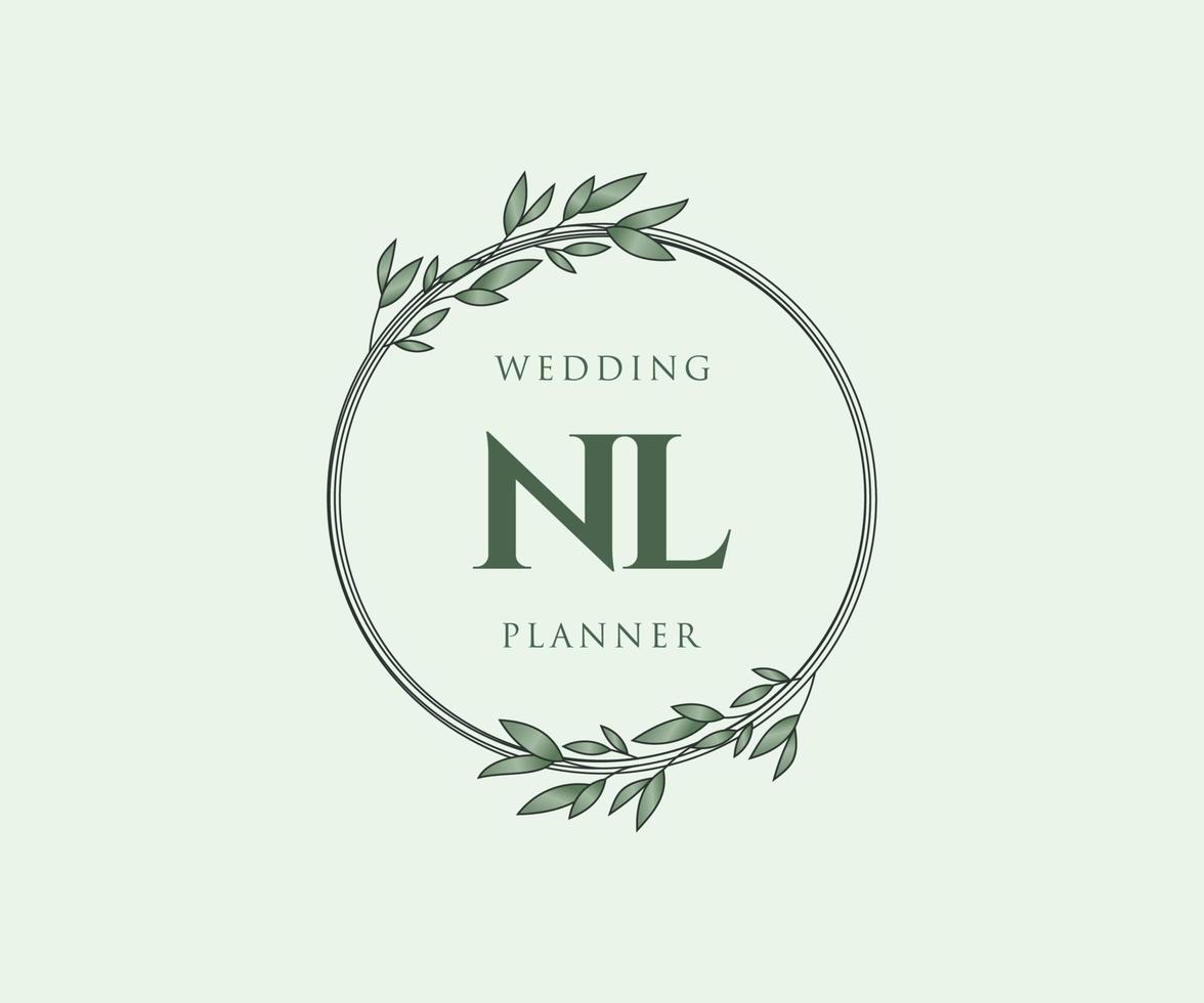 nl letras iniciais coleção de logotipos de monograma de casamento, modelos modernos minimalistas e florais desenhados à mão para cartões de convite, salve a data, identidade elegante para restaurante, boutique, café em vetor