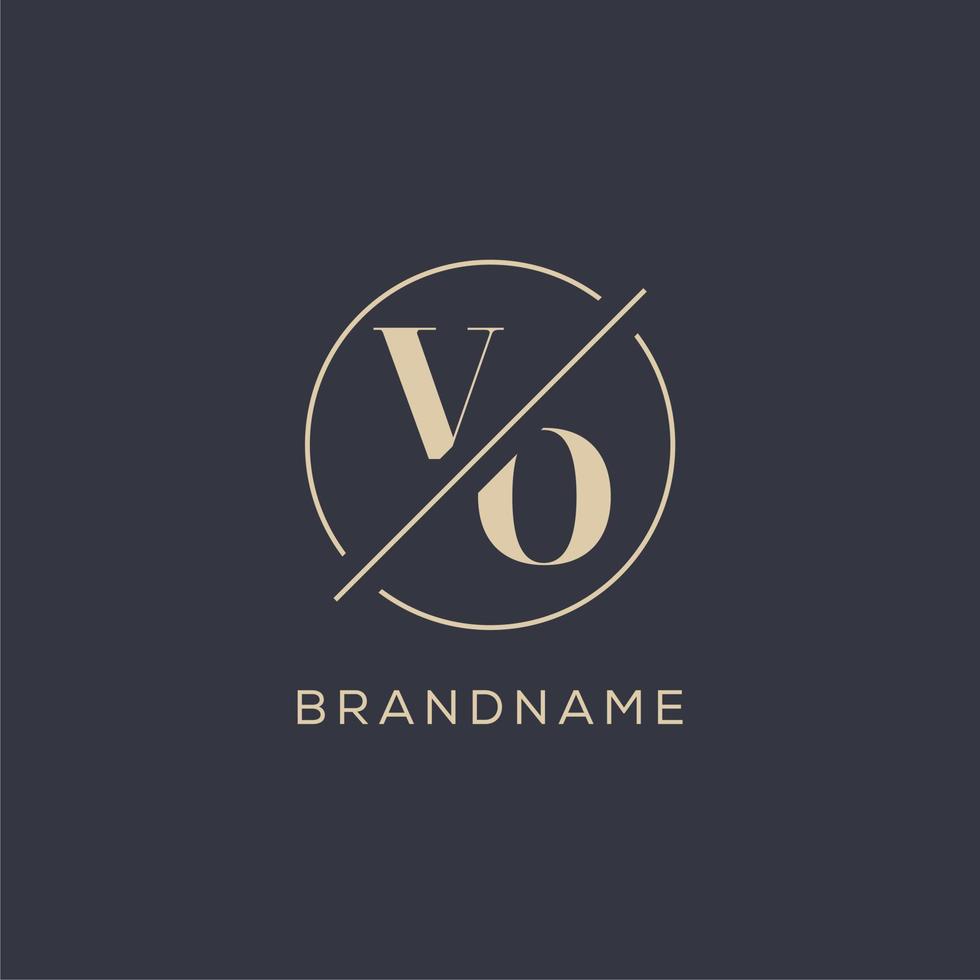 letra inicial vo logotipo com linha de círculo simples, estilo de logotipo de monograma de aparência elegante vetor