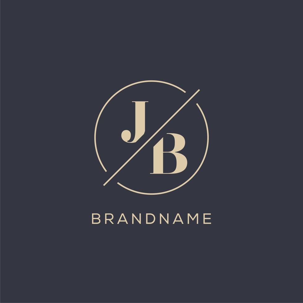 logotipo da letra inicial jb com linha de círculo simples, estilo de logotipo de monograma de aparência elegante vetor