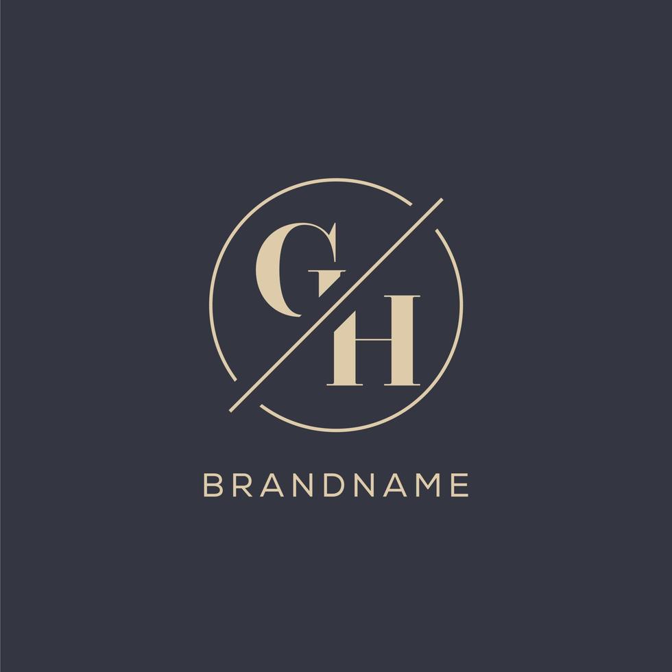 logotipo da letra inicial gh com linha de círculo simples, estilo de logotipo de monograma de aparência elegante vetor