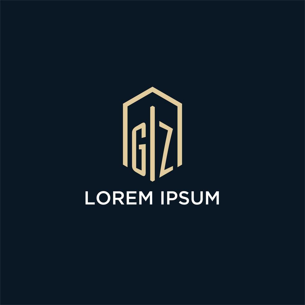 logotipo monograma inicial gz com estilo de forma hexagonal, inspiração de ideias de design de logotipo imobiliário vetor