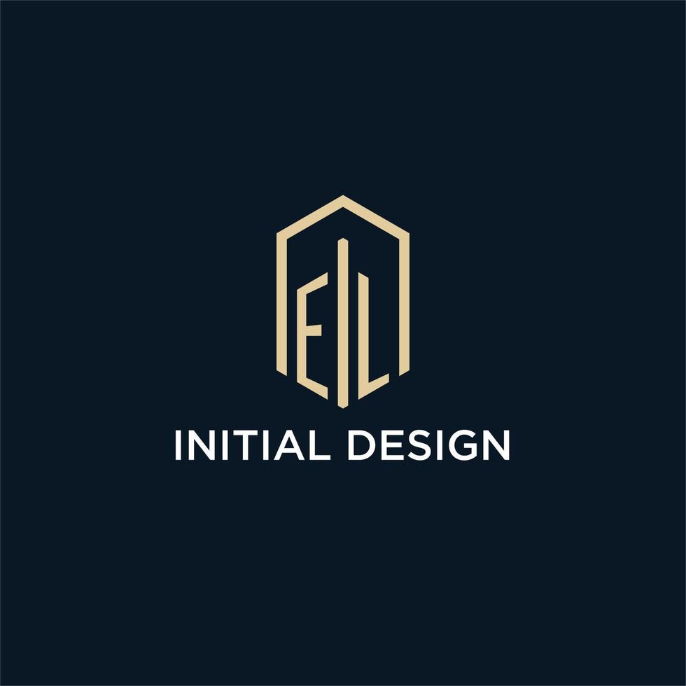 el logotipo monograma inicial com estilo de forma hexagonal, inspiração de idéias de design de logotipo imobiliário vetor