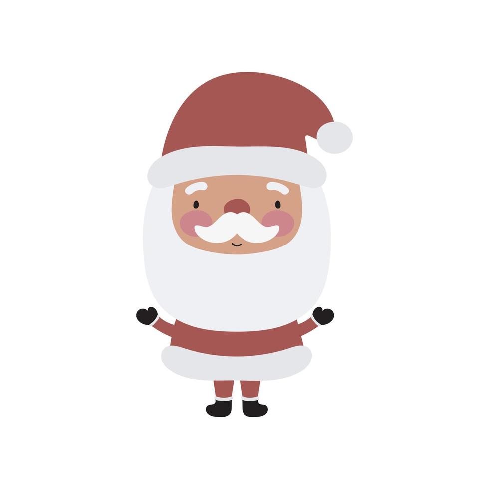 fofo papai noel. estilo de desenho animado. ilustração vetorial. para cartão, cartazes, banners, livros, impressão na embalagem, impressão em roupas, tecido, papel de parede, têxtil ou pratos. vetor