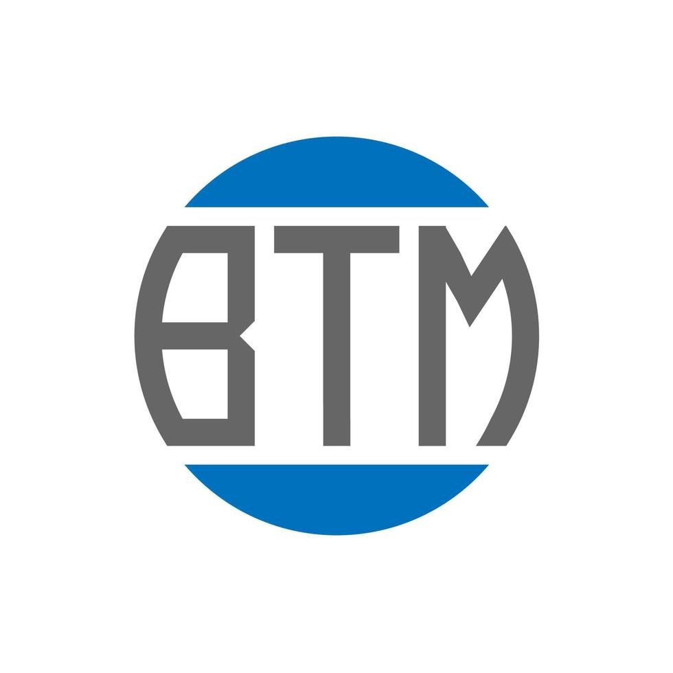 design de logotipo de carta btm em fundo branco. conceito de logotipo de círculo de iniciais criativas btm. design de letras btm. vetor