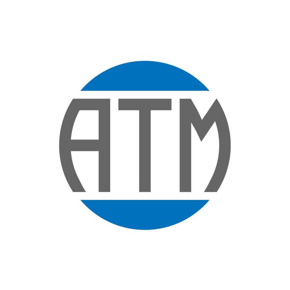 design de logotipo de carta atm em fundo branco. conceito de logotipo de círculo de iniciais criativas atm. design de letras atm. vetor