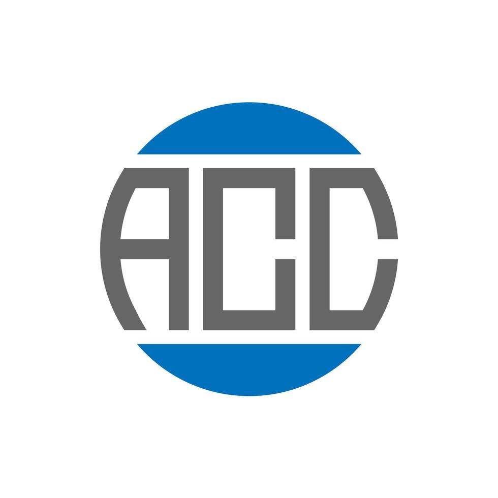 design de logotipo de carta acc em fundo branco. conceito de logotipo de círculo de iniciais criativas acc. design de letras acc. vetor