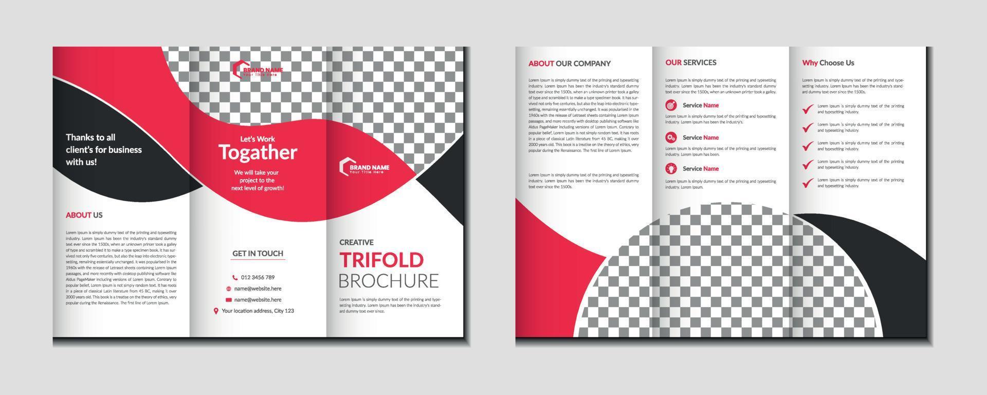 design de modelo de brochura com três dobras de negócios ou corporativo vetor