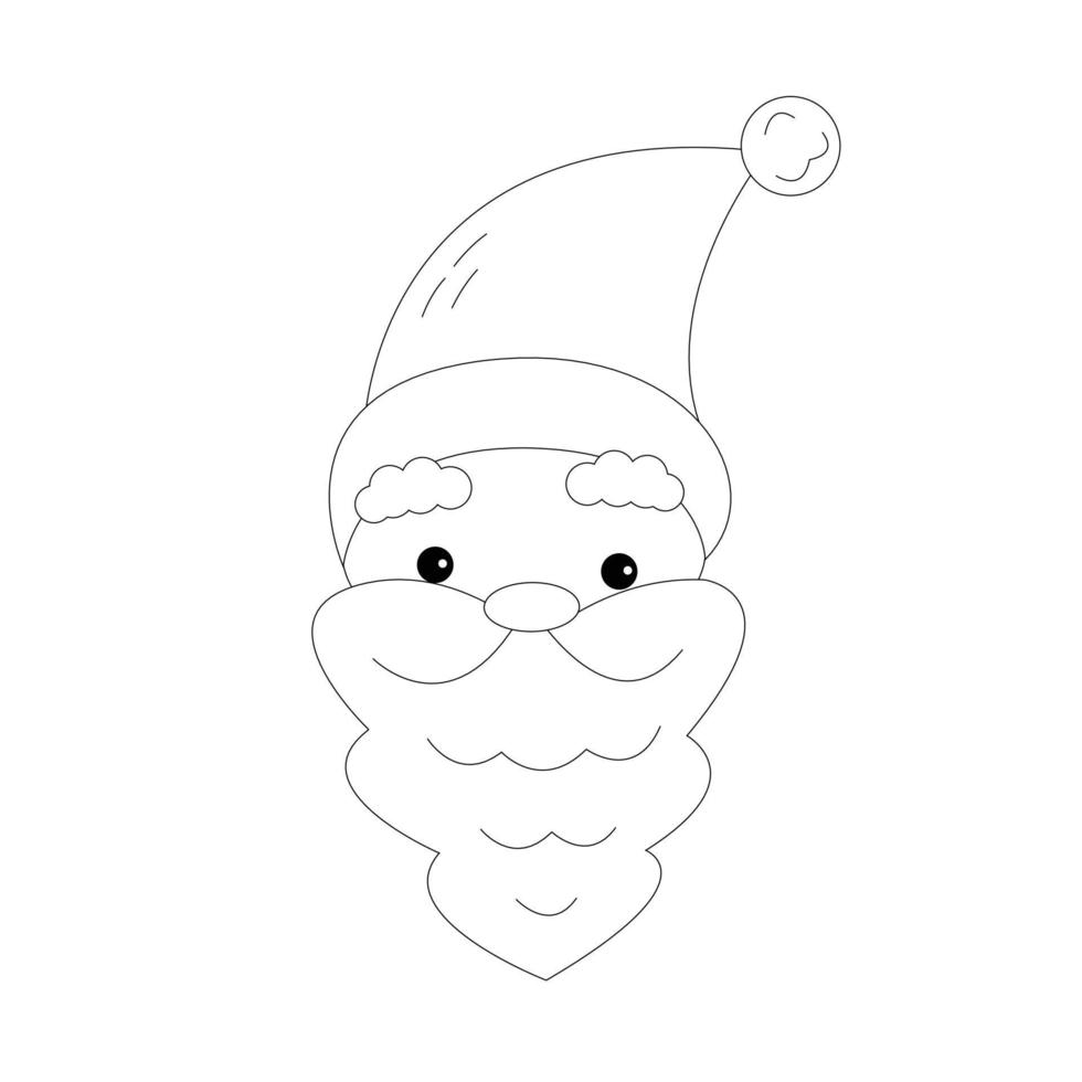 lindo monocromático Papai Noel com uma longa barba. modelo de design de presente de saudação de feliz natal. ilustração vetorial de design plano vetor