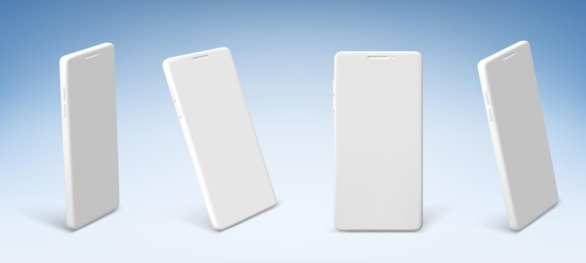 telefone celular branco, maquete de smartphone de argila vetor