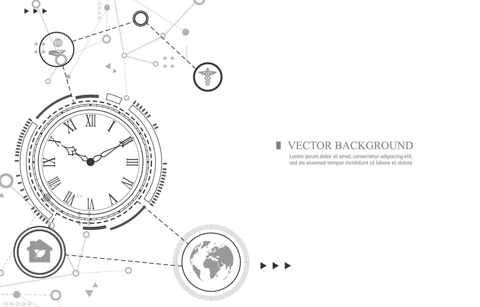tecnologia vetorial futurista relógio branco background.concervation. vetor