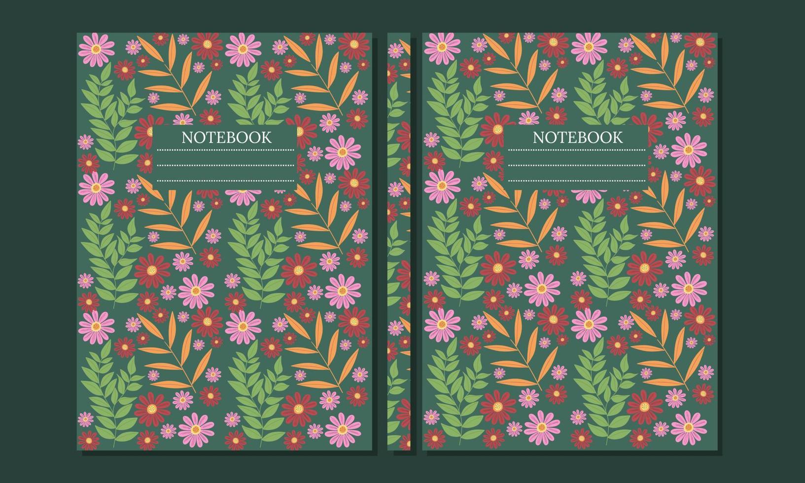 conjunto de capas botânicas abstratas. design floral padrão sem emenda. fundo verde marrom. tamanho a4 para cadernos, planejadores, brochuras, livros, catálogos. vetor