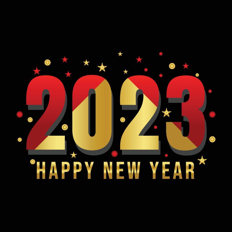 feliz ano novo 2023 em vetor gradiente dourado