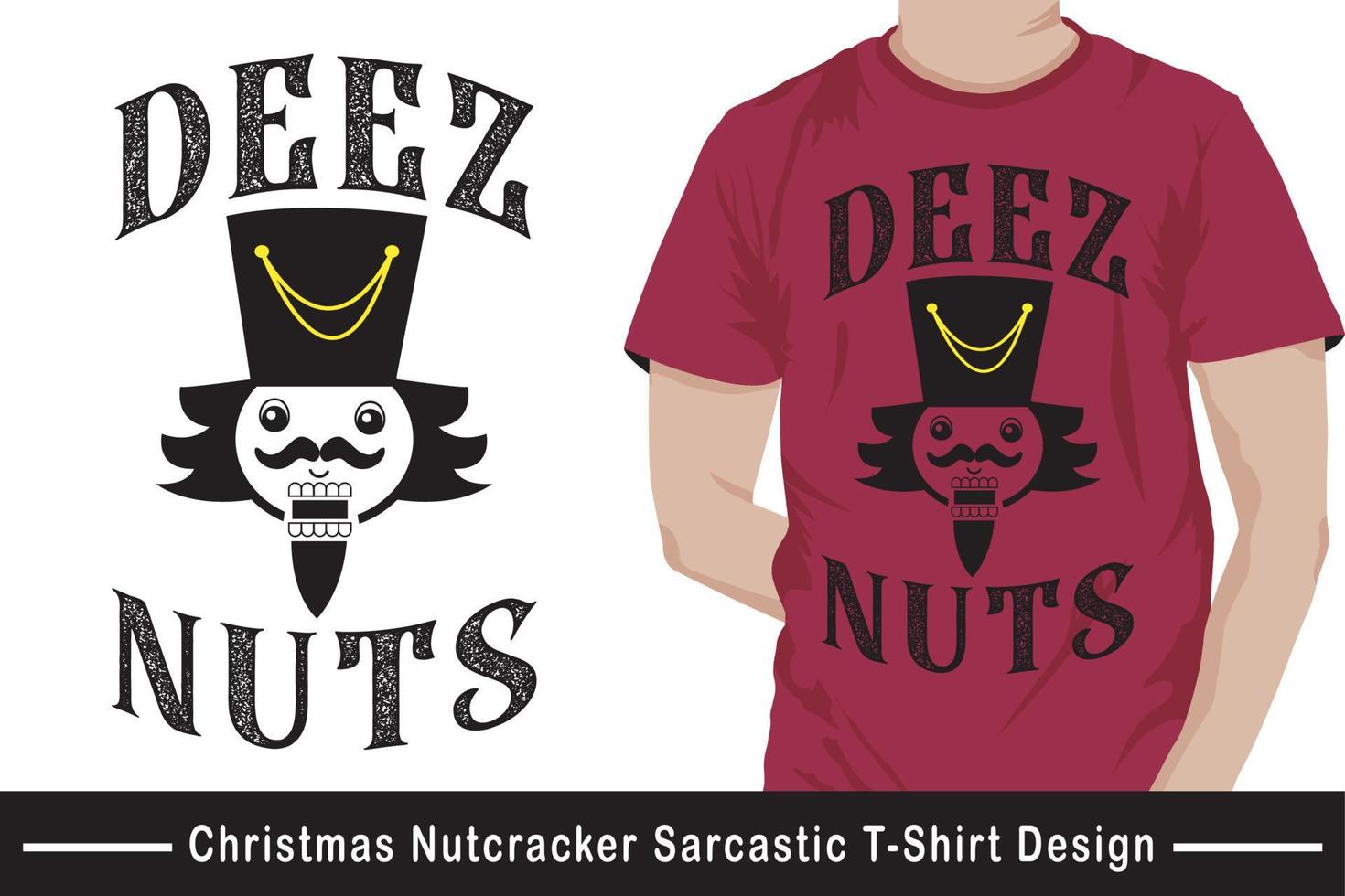 camiseta deez nuts t-shirt engraçado quebra-nozes de natal sarcástico gráfico para homens pro vector