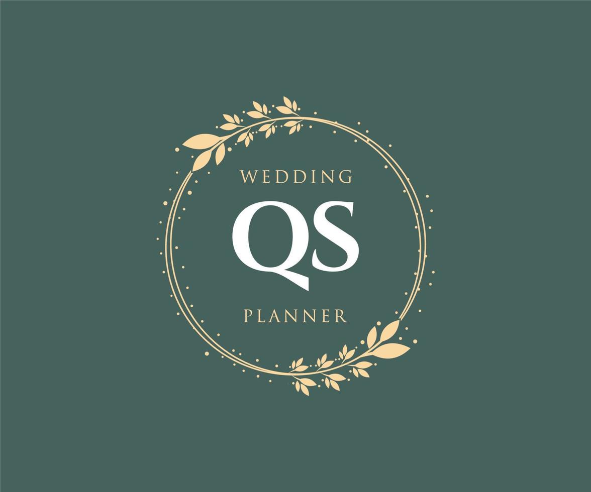 coleção de logotipos de monograma de casamento de letra inicial qs, modelos modernos minimalistas e florais desenhados à mão para cartões de convite, salve a data, identidade elegante para restaurante, boutique, café em vetor