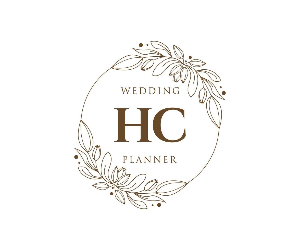 coleção de logotipos de monograma de casamento de letras iniciais hc, modelos modernos minimalistas e florais desenhados à mão para cartões de convite, salve a data, identidade elegante para restaurante, boutique, café em vetor