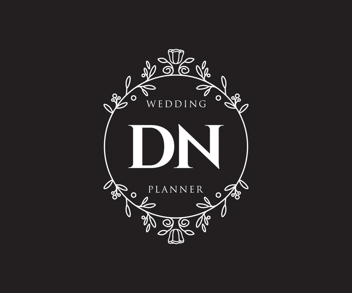 dn letras iniciais coleção de logotipos de monograma de casamento, modelos modernos minimalistas e florais desenhados à mão para cartões de convite, salve a data, identidade elegante para restaurante, boutique, café em vetor