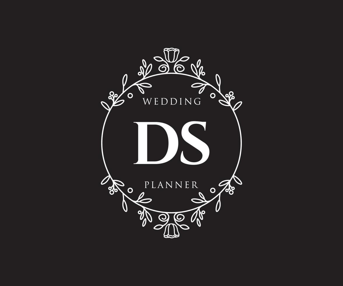 ds letras iniciais coleção de logotipos de monograma de casamento, modelos modernos minimalistas e florais desenhados à mão para cartões de convite, salve a data, identidade elegante para restaurante, boutique, café em vetor