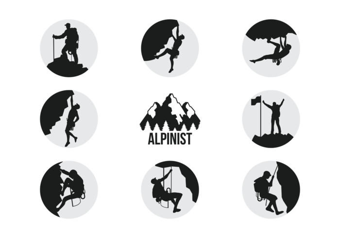 Alpinists Silhouettes Vector